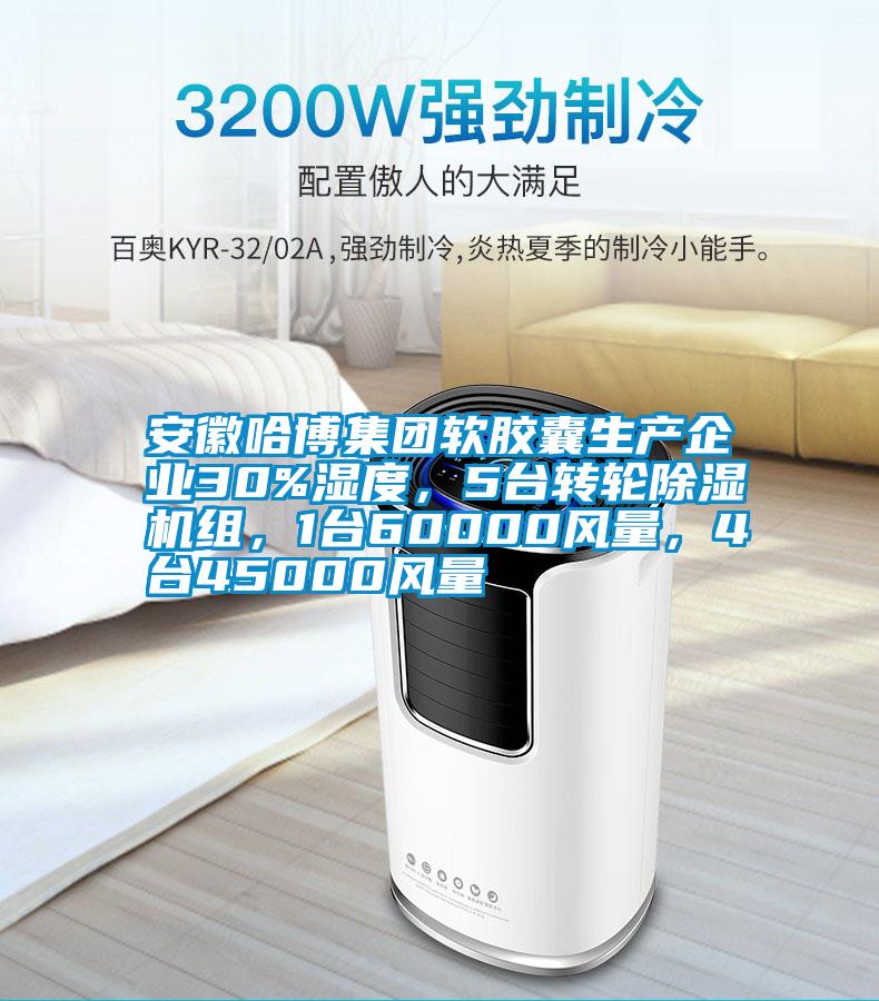 安徽哈博集團軟膠囊生產企業30%濕度，5臺轉輪除濕機組，1臺60000風量，4臺45000風量