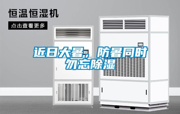 近日大暑，防暑同時勿忘除濕